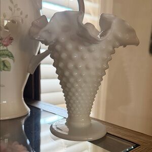 Elegant White Hobnail Vase